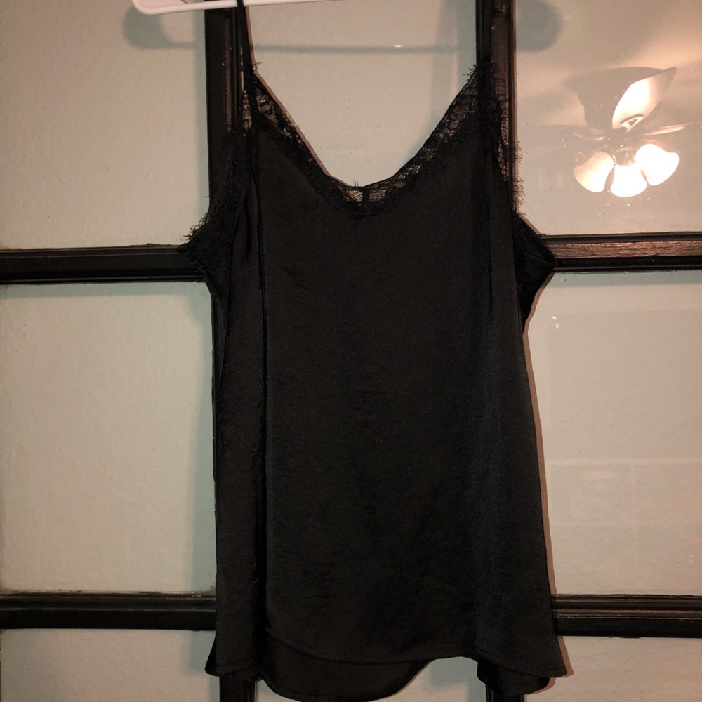 Black lace silk cami